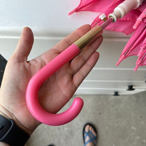 Vintage Pink Floral Umbrella – Retro 60s/70s Rain Parasol – Costume, Cottagecore - Picture 2 of 9